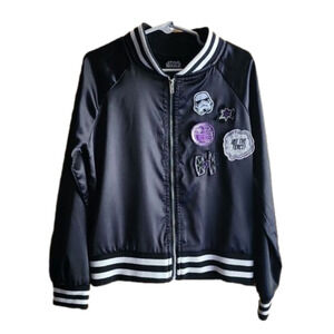 𝅺STAR WARS Black Zip-Up Sweatshirt with Star Wars Theme Patches